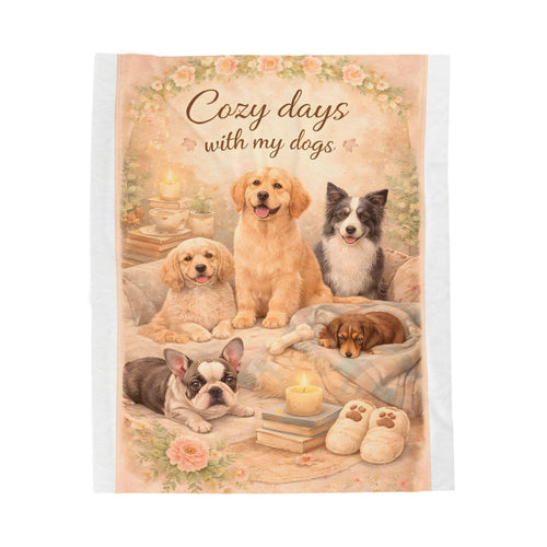 Cozy Days with My Dogs Velveteen Plush Blanket