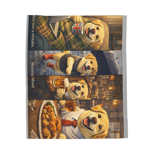 Cozy Labrador Velveteen Plush Blanket — "Holiday Mood" Dog Throw